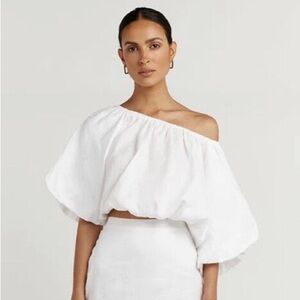 DISSH Doe White Linen Sleeve Top